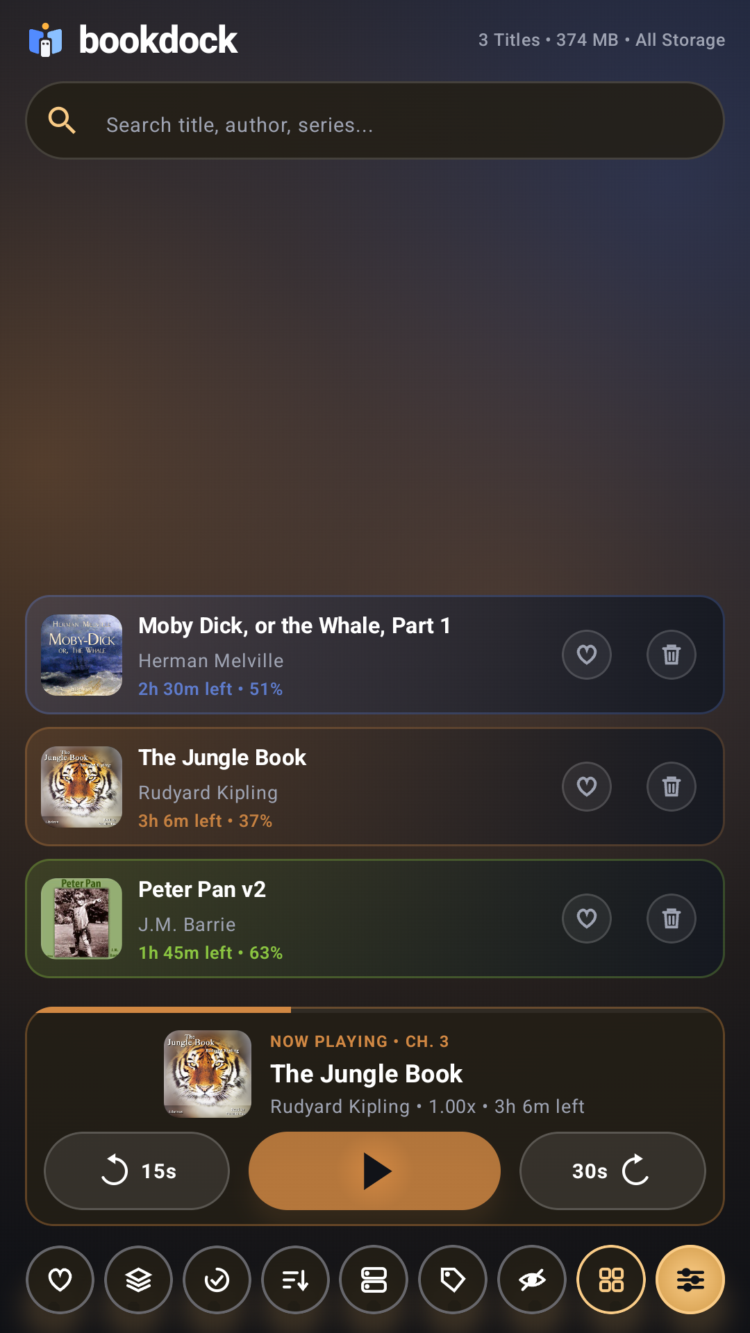 BookDock Library List View on Android Phone